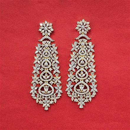 Cz Classic Earring With Mehndi 2 Tone Rhodium Plating