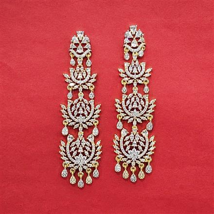 Cz Classic Earring With Mehndi 2 Tone Rhodium Plating