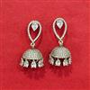 Cz Delicate Jhumki With Mehndi 2 Tone Rhodium Plating