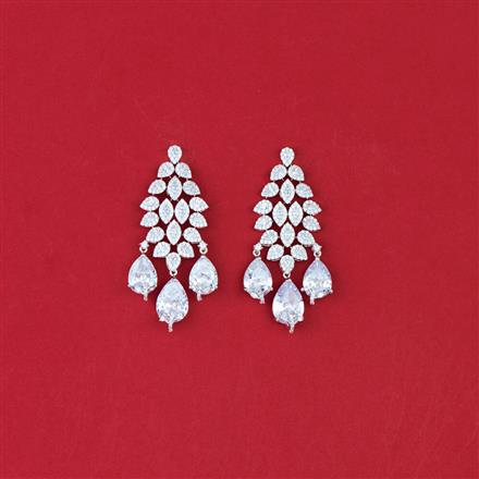 Cz Classic Earring With Rhodium Plating