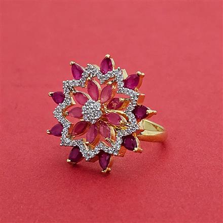 Cz Adjustable Ring With 2 Tone Plating