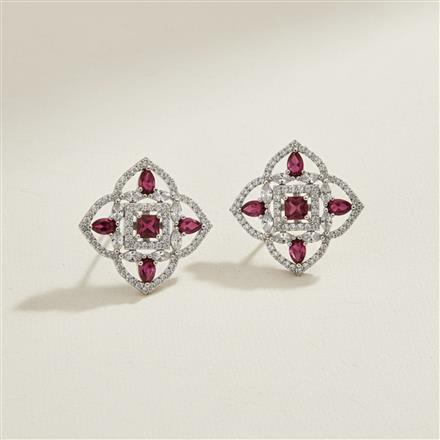 Cz Classic Earring With Rhodium Plating