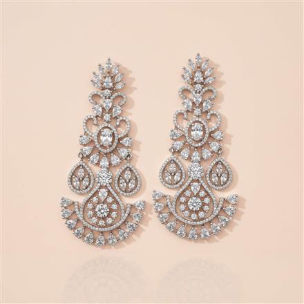 Cz Classic Earring With 2 Tone Rhodium Plating