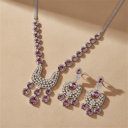 Cz Classic Necklace With Rhodium Plating