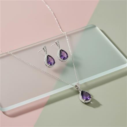 Cz Delicate Pendant Set With Rhodium Plating