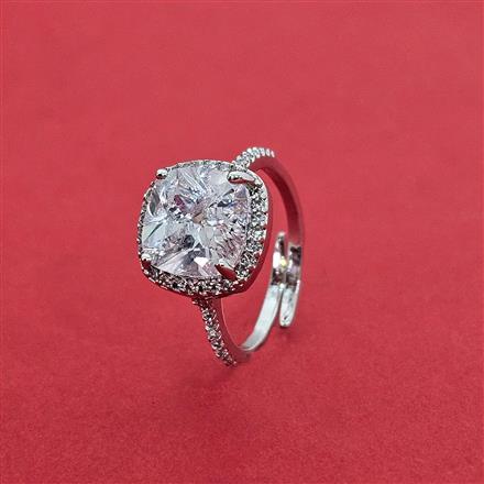 Cz Adjustable Ring With Rhodium Plating
