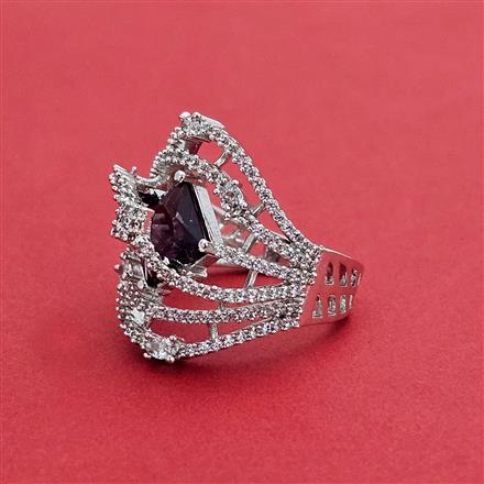 Cz Classic Ring With Rhodium Plating