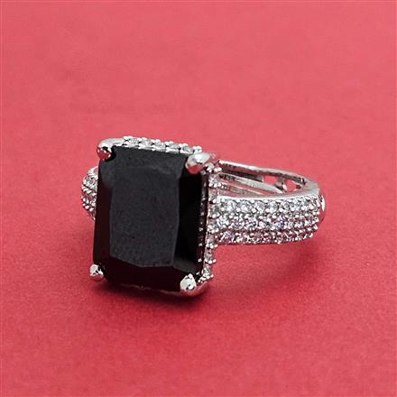 Cz Classic Ring With Rhodium Plating