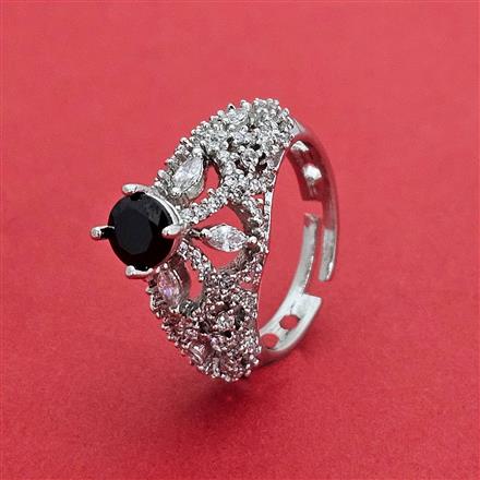 Cz Adjustable Ring With Rhodium Plating