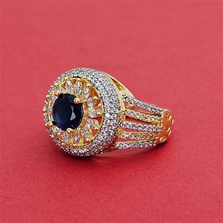 Cz Adjustable Ring With 2 Tone Plating