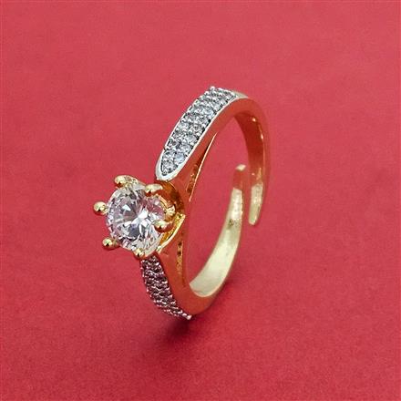 Cz Adjustable Ring With 2 Tone Rhodium Plating