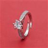 Cz Adjustable Ring With 2 Tone Rhodium Plating