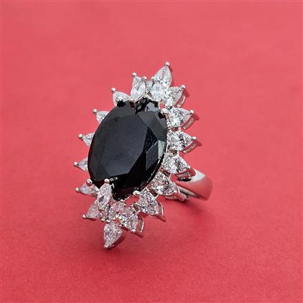 Cz Classic Ring With Rhodium Plating