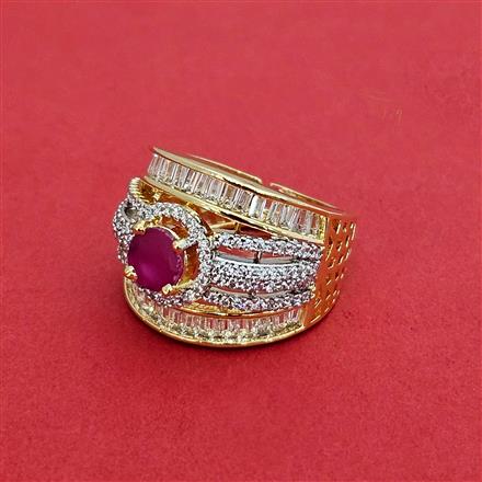 Cz Adjustable Ring With 2 Tone Plating