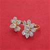 Cz Classic Ring With Mehndi 2 Tone Rhodium Plating