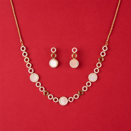 Cz Delicate Necklace With 2 Tone Rhodium Plating