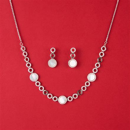 Cz Delicate Necklace With 2 Tone Rhodium Plating