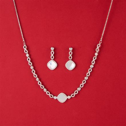 Cz Delicate Necklace With 2 Tone Rhodium Plating