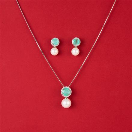 Cz Delicate Pendant Set With Rhodium Plating