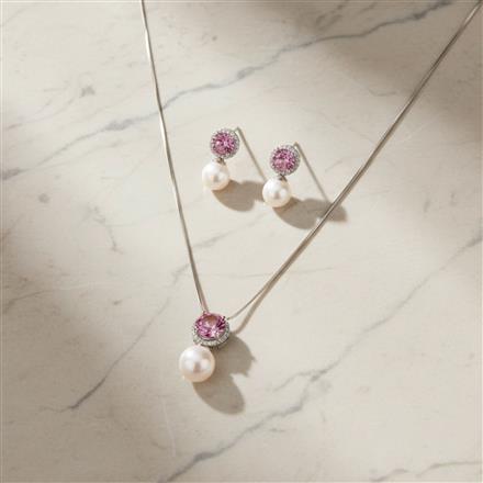 Cz Delicate Pendant Set With Rhodium Plating