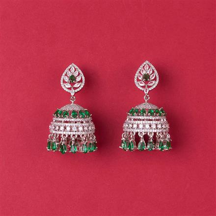 Cz Classic Jhumki With Rhodium Plating