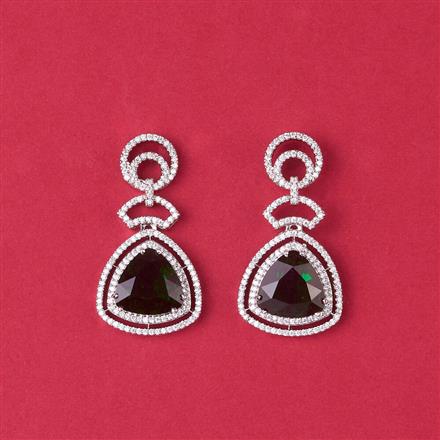 Cz Classic Earring With Rhodium Plating