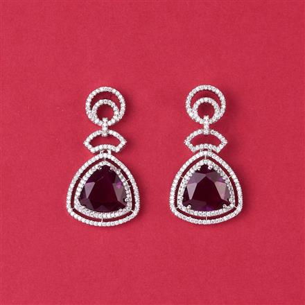 Cz Classic Earring With Rhodium Plating