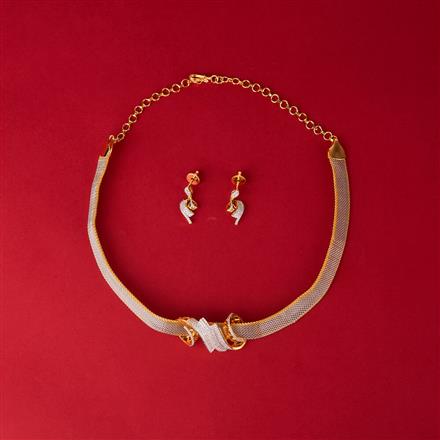 Cz Classic Necklace Set With 2 Tone Rhodium Plating