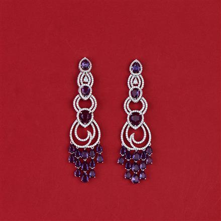 Cz Classic Earring With Rhodium Plating