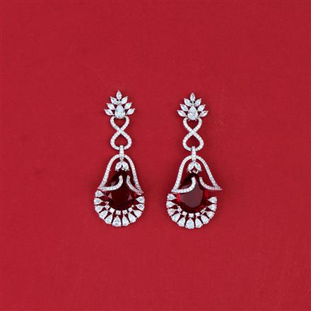 Cz Classic Earring With Rhodium Plating