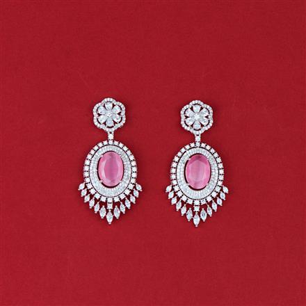 Cz Classic Earring With Rhodium Plating
