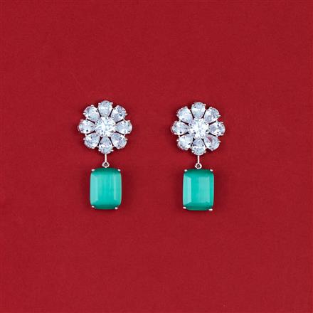 Cz Classic Earring With Rhodium Plating