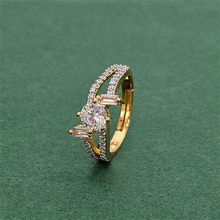 Cz Delicate Ring With 2 Tone Rhodium Plating