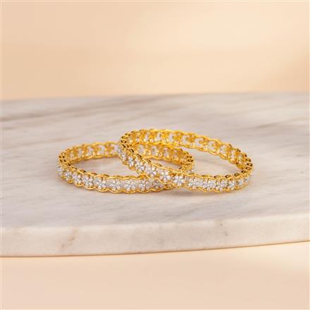 Cz Classic Bangles With 2 Tone Plating