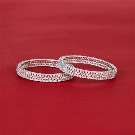 Cz Classic Bangles With 2 Tone Rhodium Plating
