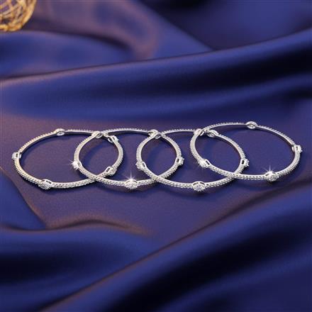 Cz Delicate Bangles With Rhodium Plating