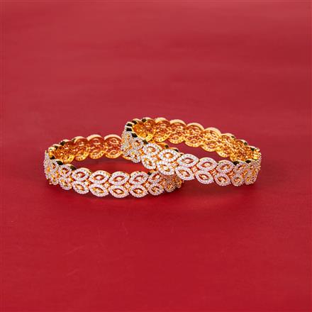 Cz Classic Bangles With 2 Tone Rhodium Plating