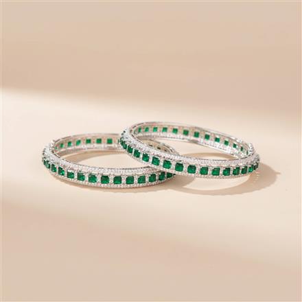 Cz Classic Bangles With Rhodium Plating