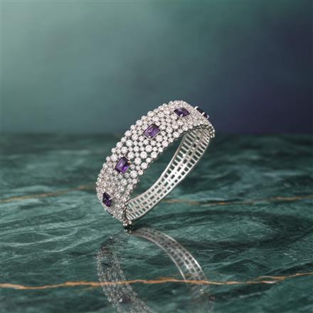 Cz Classic Kada With Rhodium Plating