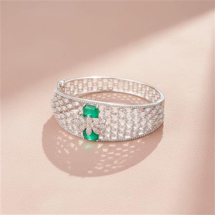 Cz Classic Kada With Rhodium Plating