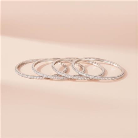 Cz Classic Bangles With Rhodium Plating