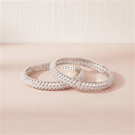 Cz Classic Bangles With Rhodium Plating