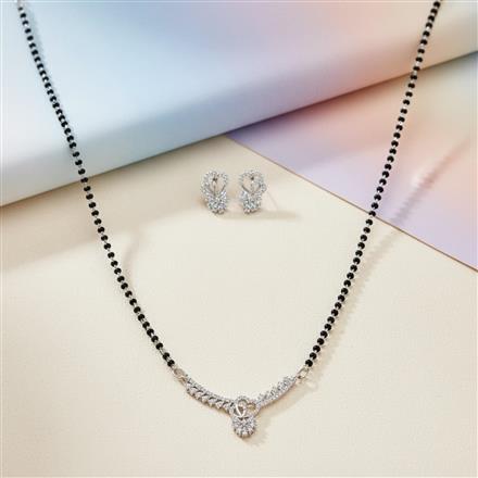 Cz Tanmaniya Mangalsutra With 2 Tone Rhodium Plating