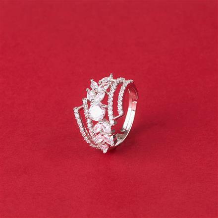 Cz Classic Ring With 2 Tone Rhodium Plating