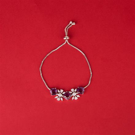 Cz Adjustable Bracelet With Rhodium Plating