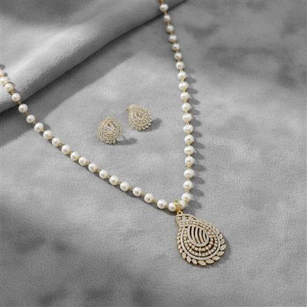 Cz Classic Pendant Set With 2 Tone Rhodium Plating
