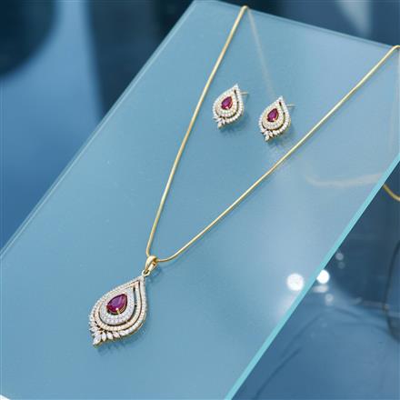 Cz Classic Pendant Set With 2 Tone Plating
