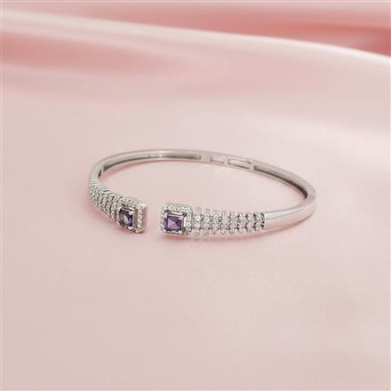 Cz Delicate Kada With Rhodium Plating