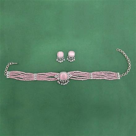 Cz Classic Necklace Set With Rhodium Plating