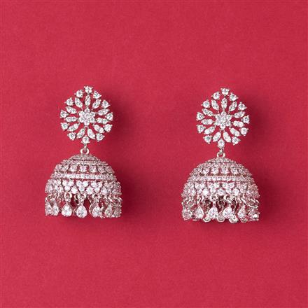 Cz Classic Jhumki With Mehndi 2 Tone Rhodium Plating